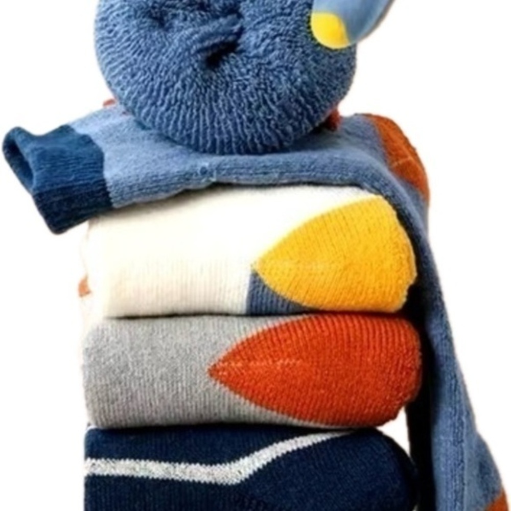 New Lot of 5 thermal thick cotton terry socks 4-6